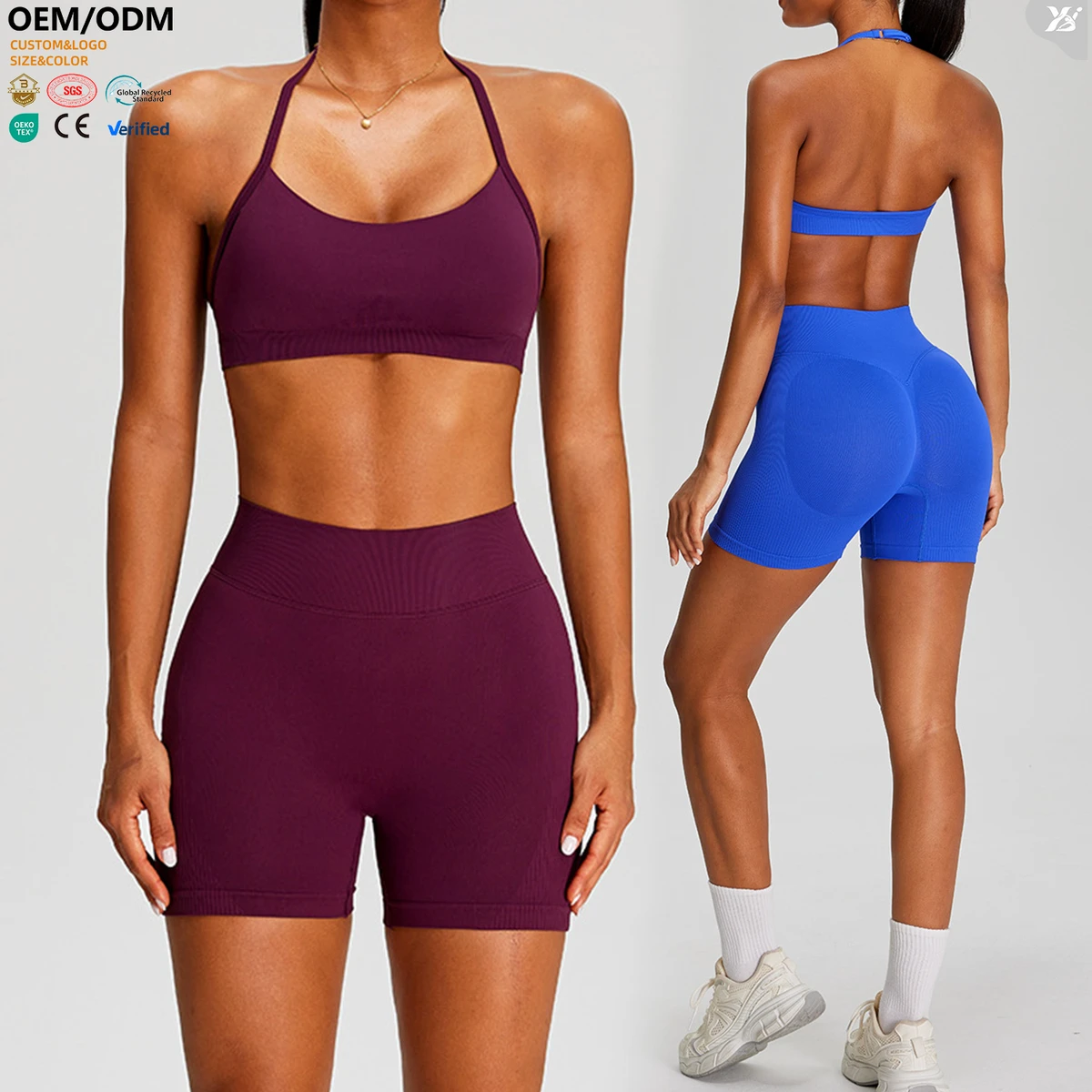 XW-MS0228 Wholesale High Support Women Sports Bra Halter Spaghetti Strap Premium Gym Bra Adjustable Fitness Yoga Workout Bra