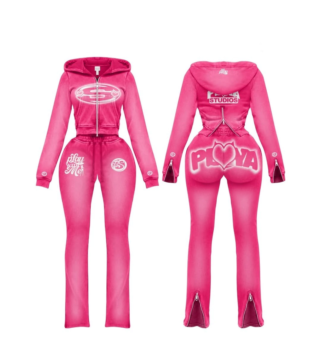 2026 Trending Custom Women Set Outfits Basics Hoodie and Flare Pants Zip Jacket Skinny Flared Pants Jogging Suits Yoga Leggings