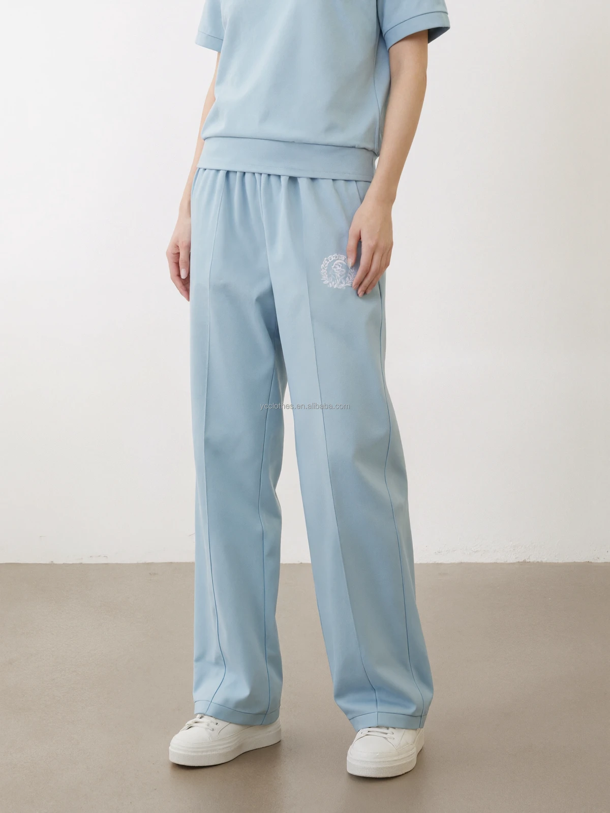 Women's Summer Eco-Friendly Breathable Sports Casual Pants Girls Flat Embroidered Elastic Waist Loose Full Length Women's Pants