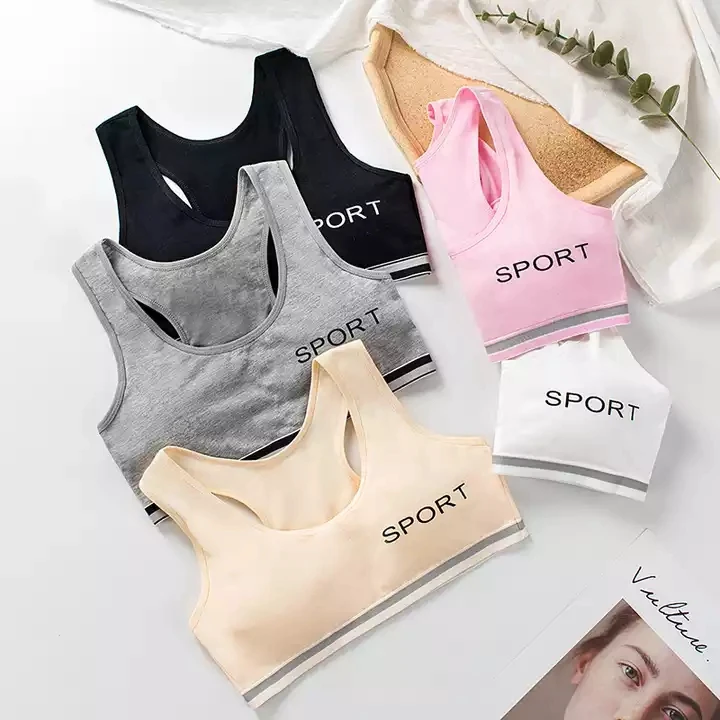 Vest Design Pure Cotton Girl's Underwear Student Girls Training Bras With Cotton Padded Solid Color Sport Bras for Young Girls