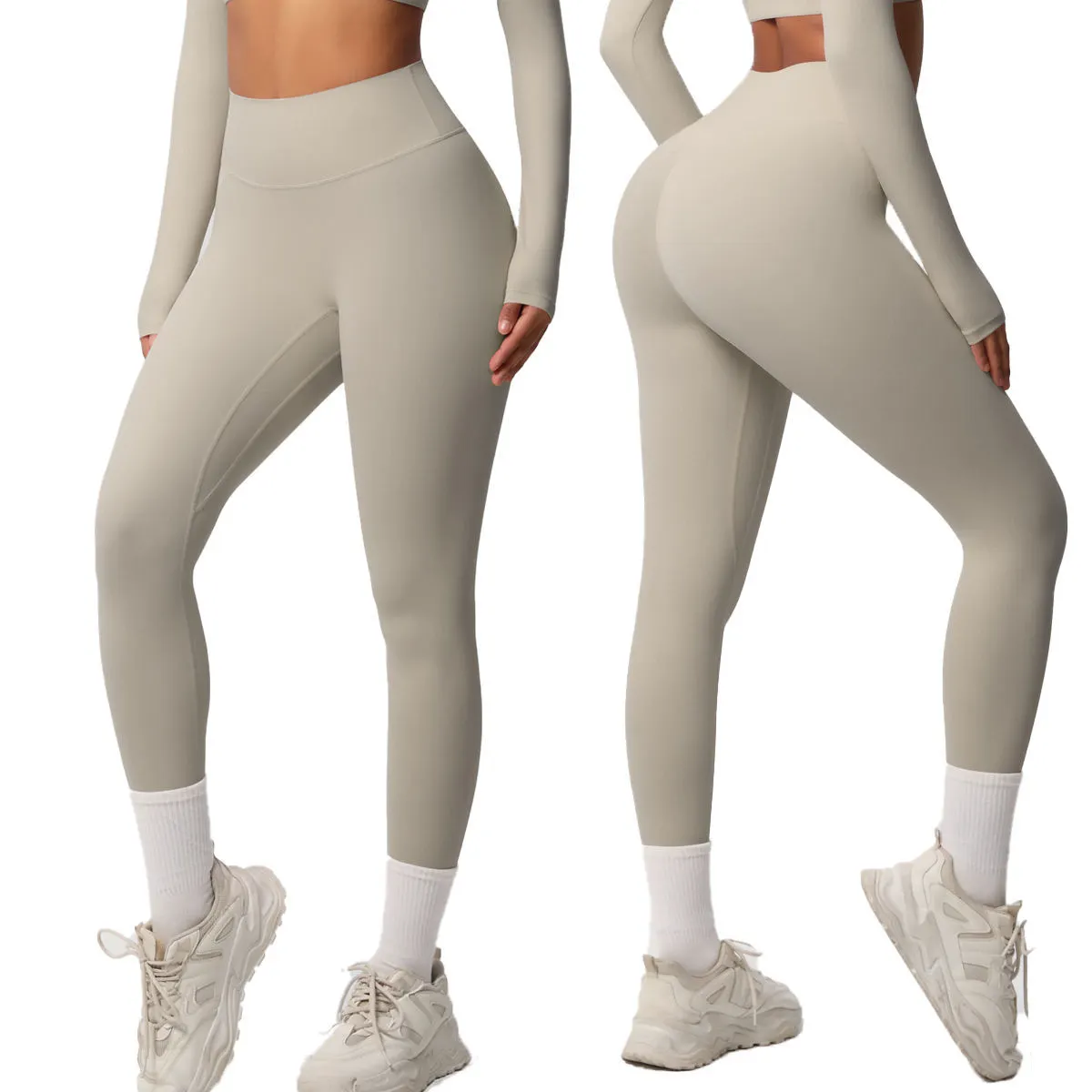 High Waist Full Length Seamless Yoga Leggings Solid Purple Four-Way Stretch Women's Activewear Pants