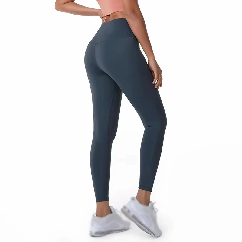 High Waist Seamless Yoga Leggings Full Length Solid Color Spandex Polyester Four-Way Stretch Women's Fitness Pants