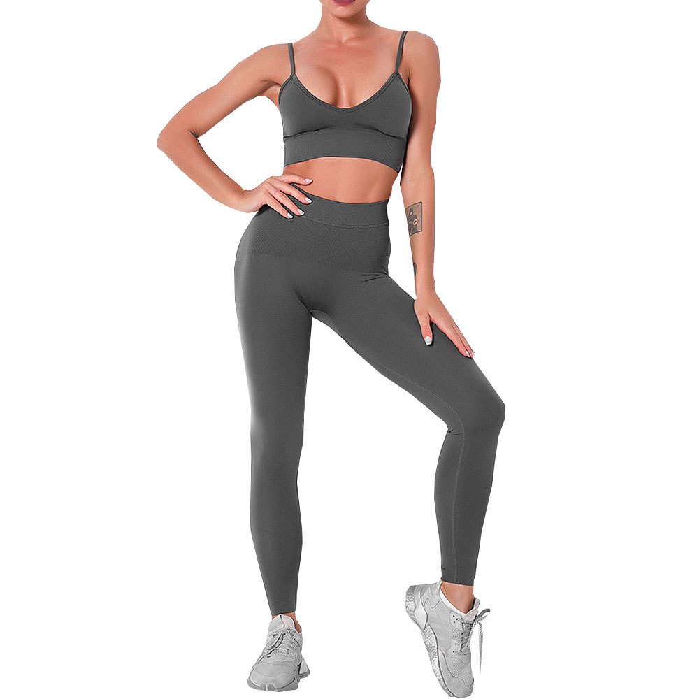Women's Yoga Set Solid Front Eco-Friendly Quick Dry Breathable Spandex/Polyester Elastic Waist 2-Piece Fitness Activewear
