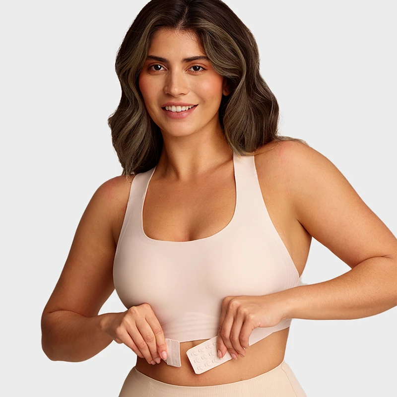 Adjustable Plus Size Full Cup Sporty Sports Bra For Women Convertible Straps Racerback Push-Up Front Closure Customized Fitness