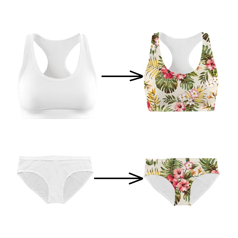 Custom White Polyester Plus Size Women Fitness Simple High Support Halter Square Neck Front Heat-Transfer Printed Sport Bra Set