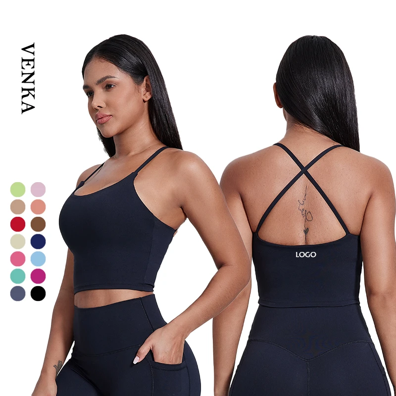 Women's New Design Active Wear Sexy Sling Cross Straps Beauti Back Breathable Sports Crop Top Fitness Workout Yoga Bra for Women