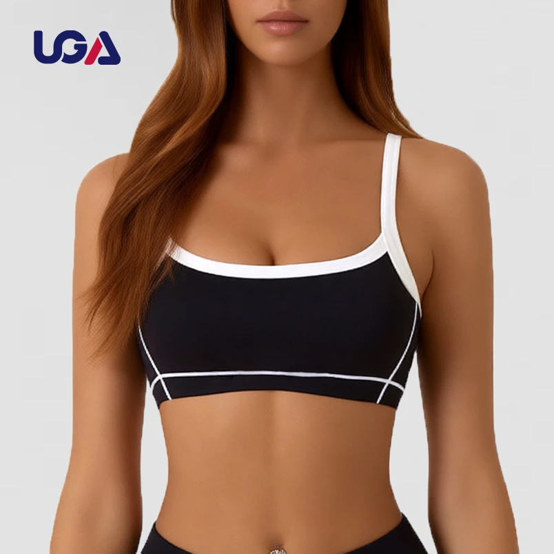 Women's Adjustable Lightweight High Supportive Sports Bras Contrast Color Blocking High Stretchy Yoga Bras