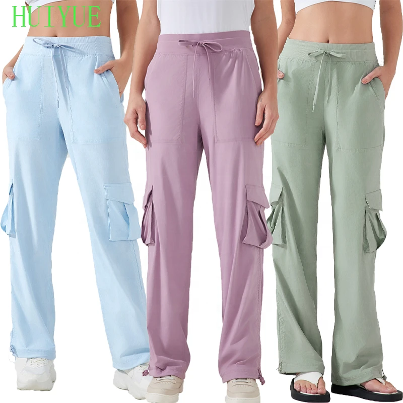 Wholesale Women's Solid Color Drawstring Workout Yoga Pants Outdoors Running Plus Size Loose Pants