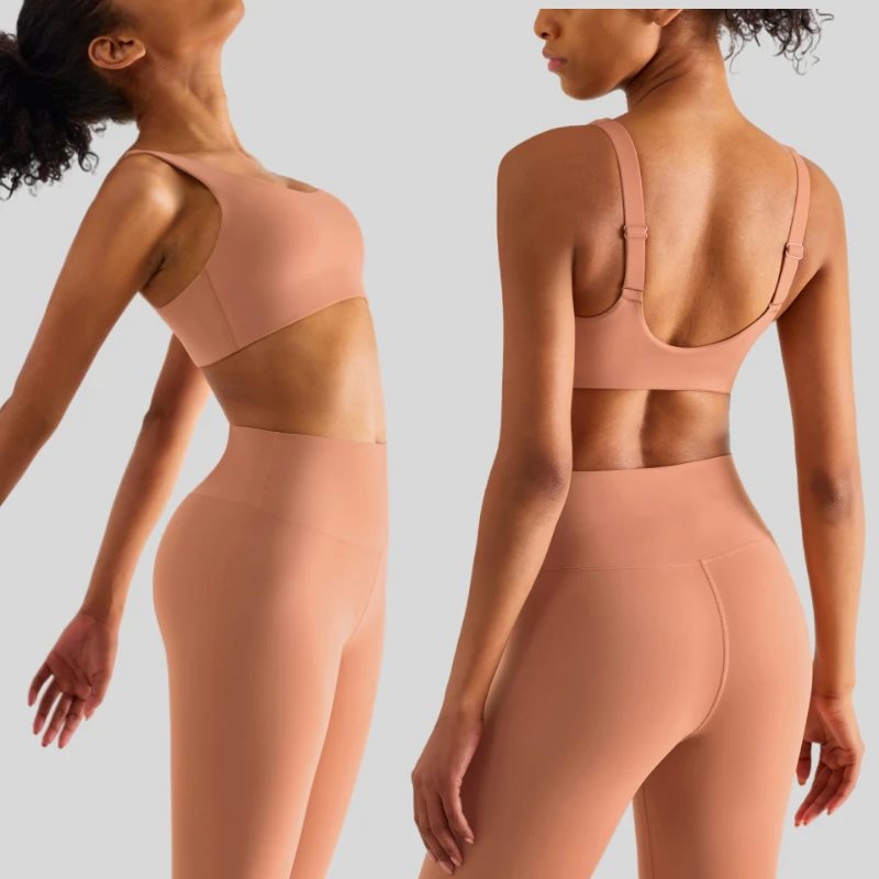 Women's Super Soft Breathable Nude Feel Yoga Bra Beauty Back Print Adjustable Shoulder Strap for Exercise Sports Medium Support