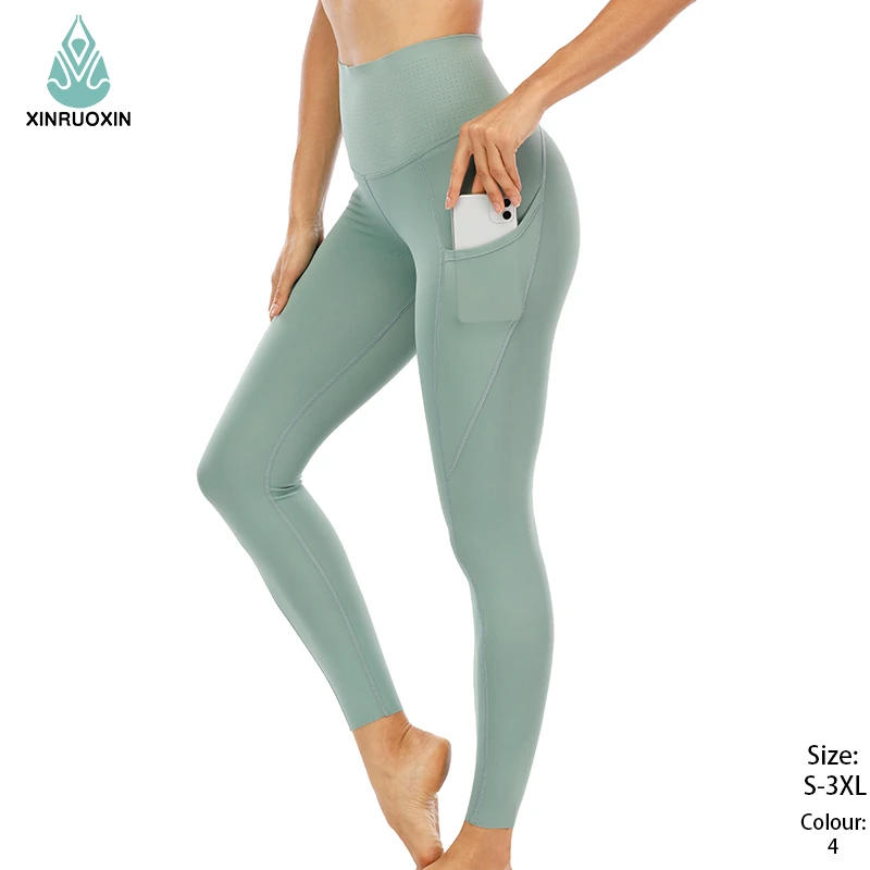 The Factory's Wholesale Women's High-waisted Yoga Pants Are Comfortable, Breathable and Feature a Side Pocket