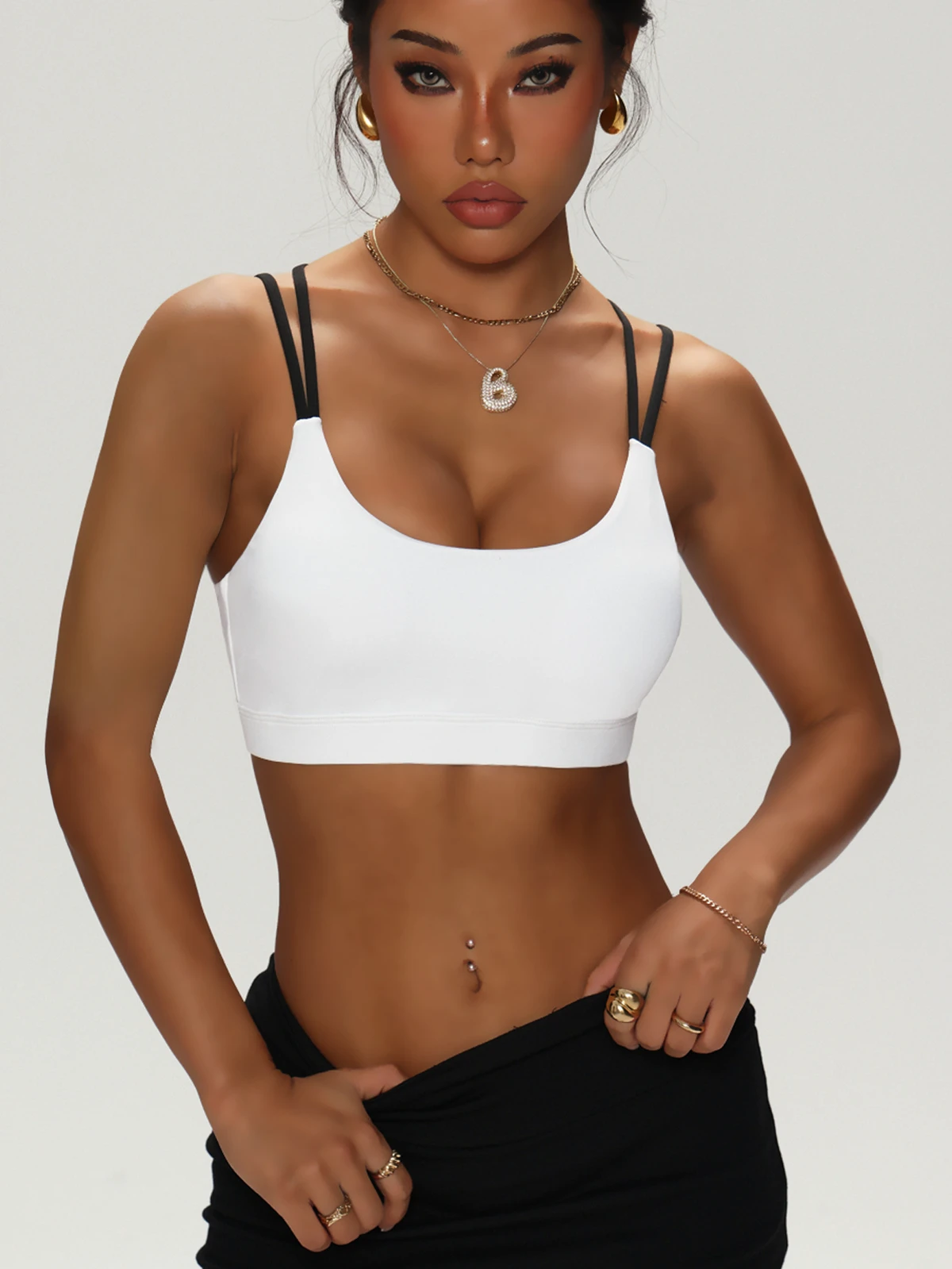 Women's Simple Seamless Threaded Motion Built-in Breast Pad High Elasticity Sports Top Tank Quick Dry Breathable Yoga Bra