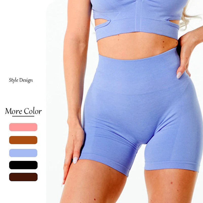Pantalones Cortos De Yoga Sin Costuras High Waist Hip Workout Super Stretchy Fitness Sports Leggings Seamless Gym Shorts