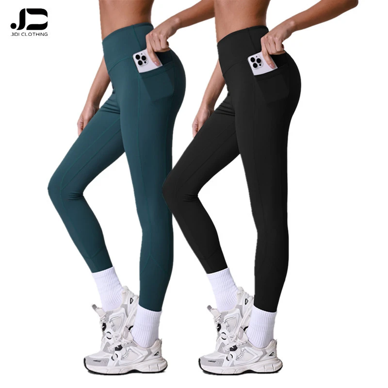 High Waist Side Bag Speed Dry Yoga Pants Custom Logo Sports Tights Women Side Pocket High Waist Running Fitness Suit Yoga Pants