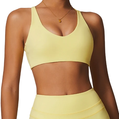 Women's Summer Sleeveless Yoga Sports Bra Loose Quick Dry Running Fitness Vest Active Wear Cross Back Spandex Lining Adults