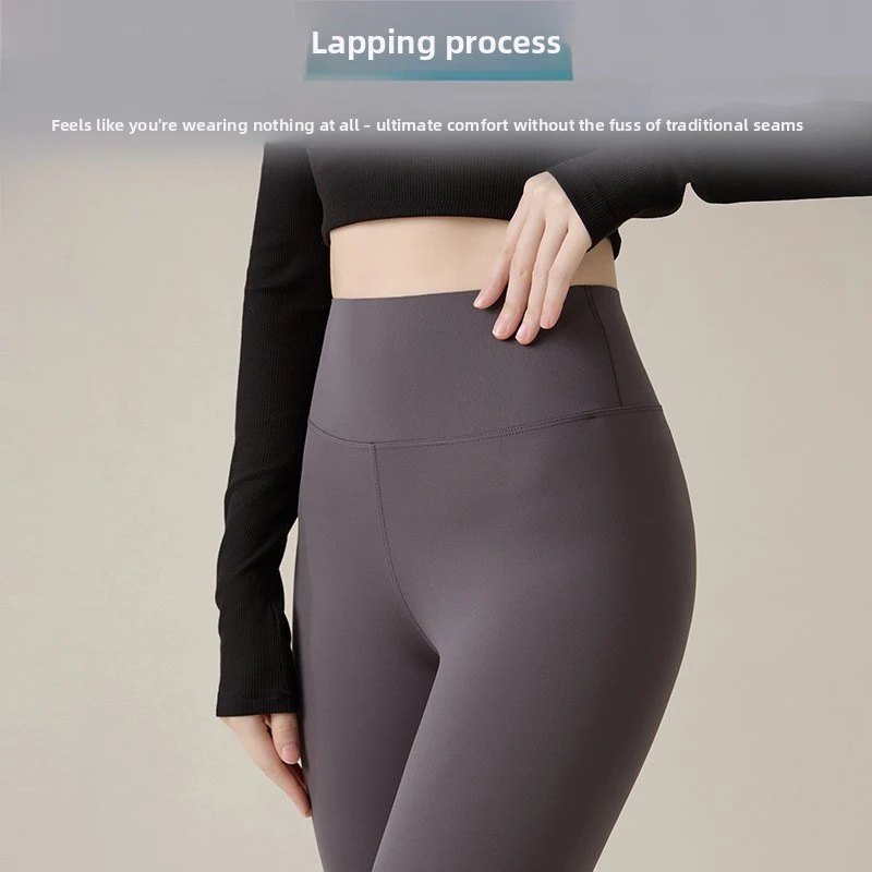 New Spring/Autumn Thin High-Waist Cropped Solid for Tummy Control Yoga Footie Leggings Pants Outerwear High Elasticity