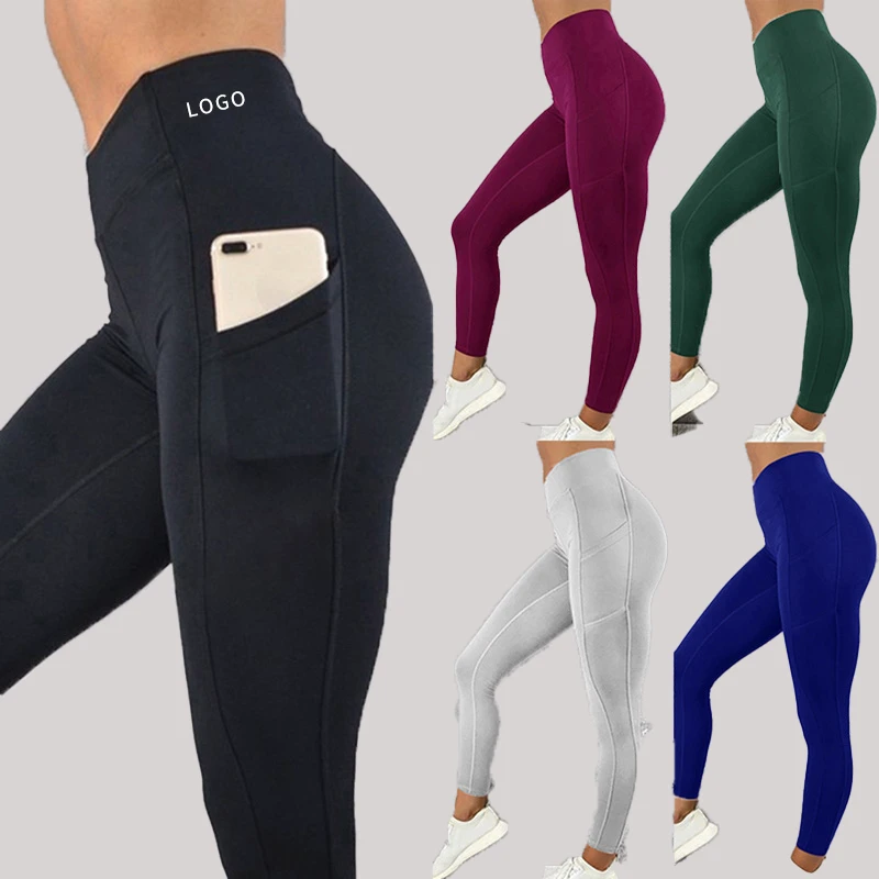 Plus Size Women's Compression Leggings With Phone Pocket Scrunch Butt Custom Logo Seamless Yoga Pant in 3XL Spandex Material