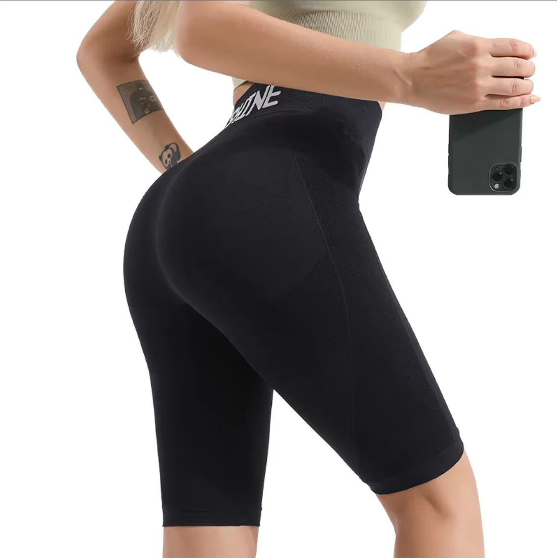 Yoga Seamless Knee-Length Pants Spandex/Nylon High-Waisted Pants-Breathable Quick Dry Eco-Friendly Four-Way Stretch Plus Size