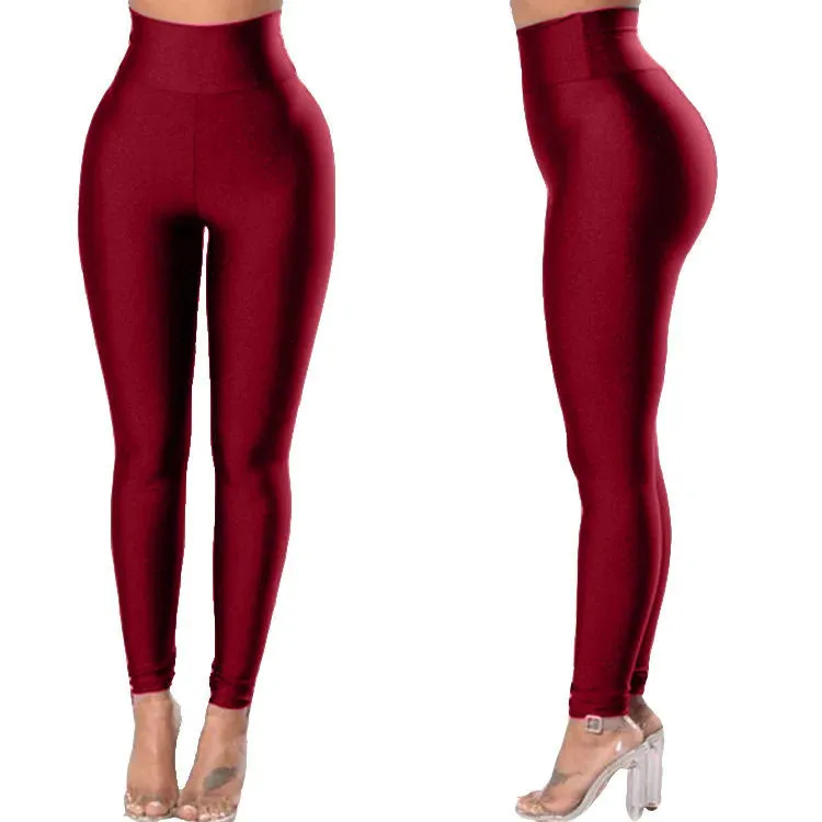 Women's High-Waist Solid Brown Seamless Yoga Leggings Four-Way Stretch Eco-Friendly Comfortable Slim Fit Fitness Athletic