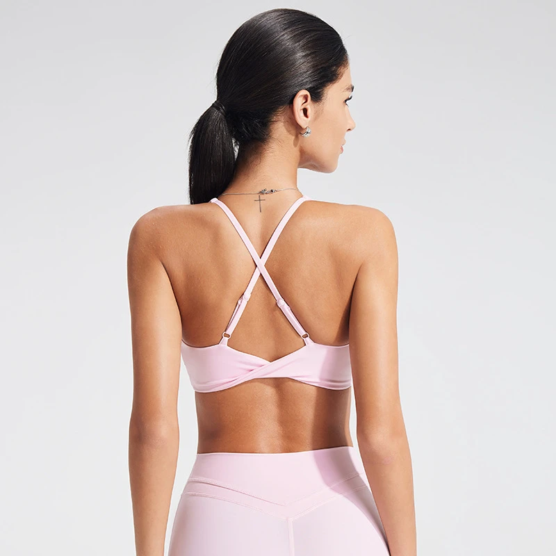 Women Deep V Sports Bra Breathable High Support Removable Pads Yoga Running Fitness Training Bra