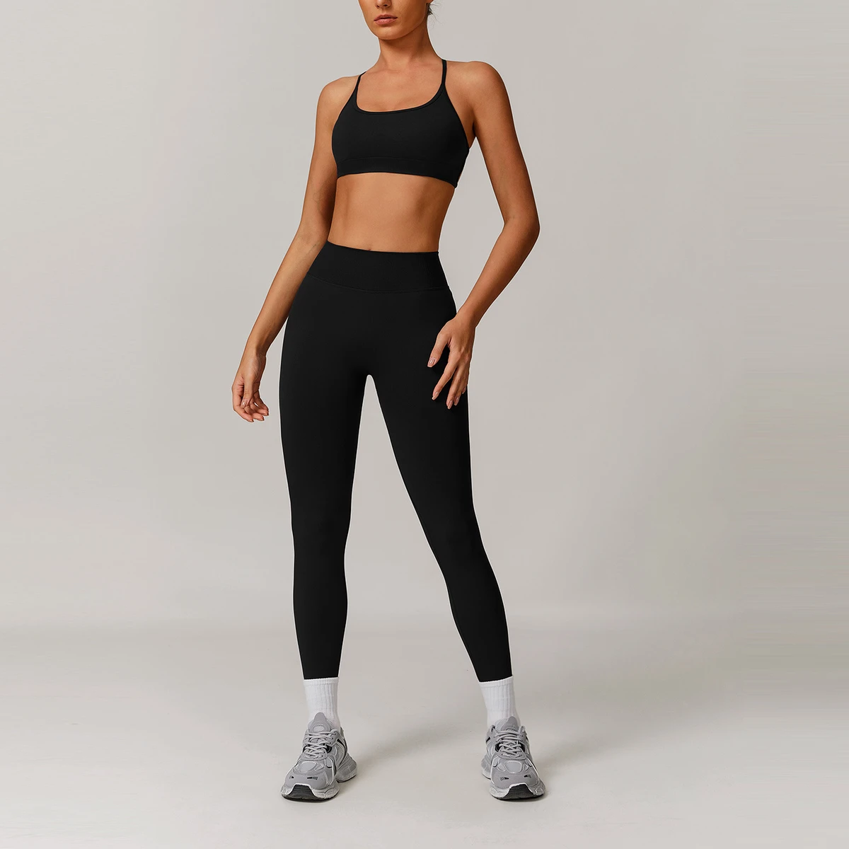 Wholesale Custom logo Women Bra High Waist Yoga Clothing Set Women's Fitness Sports Yoga Leggings Bra Shorts Vests 2-Piece Set