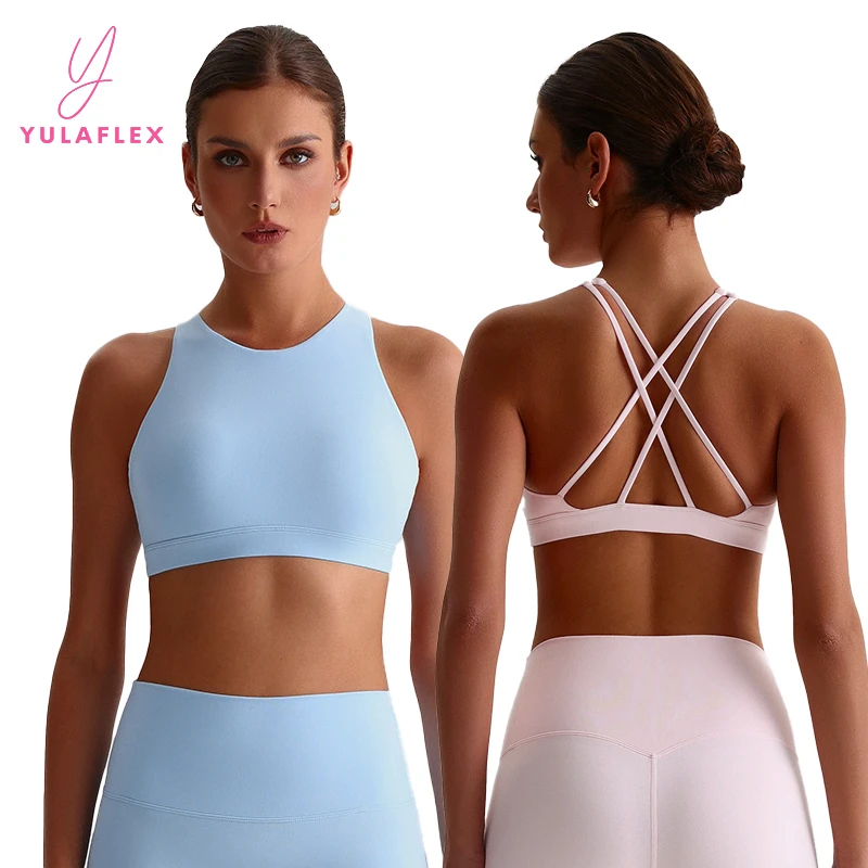 High Impact Strapless Yoga Bra for Women Neck Sports Bra Outdoor Running Fitness Gym Tank Tops