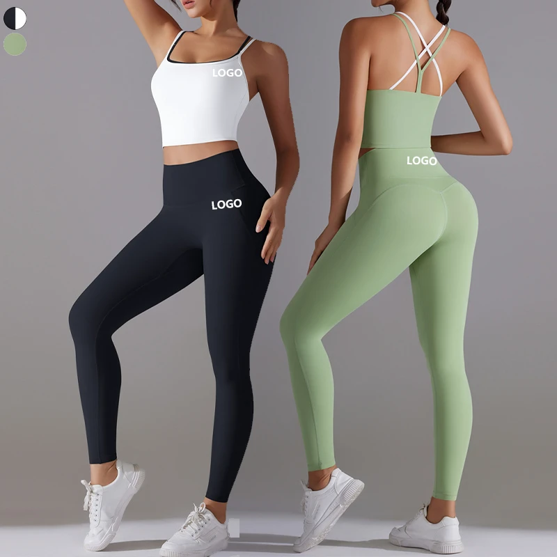XW-7005+7053 Corset Yoga Crop Top Gym High Waist Push-Up Workout Leggings Fitness Sports Breathable Quick-Dry Two-Piece Set