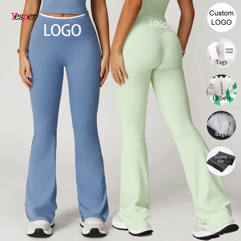 Women's High Waist Wide Leg Yoga Pants Elastic Waist Flared Trousers for Gym Workout Naked Feel Flare Gym Workout Clothes