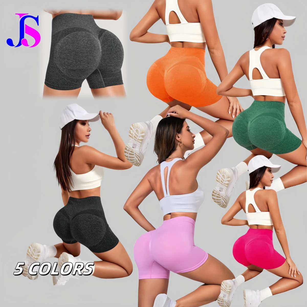 Seamless Sports Gym Fitness Outdoor Peach Yoga Shorts High Waist Push up Sportswear Scrunch Booty Three-point Pants for Women