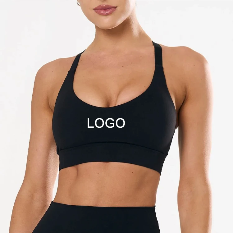 OEM Manufacturer Custom Logo Medium Support Women's Sports Yoga Bra With Adjustable Strap