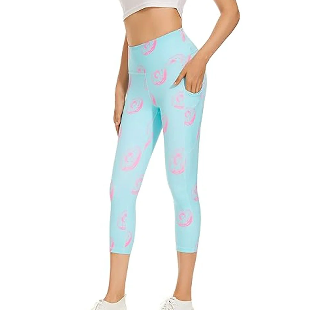 Comfortable High Waist Breathable Knitted Crop Leggings Soft Stretch Fabric Active Wear for Fitness Training
