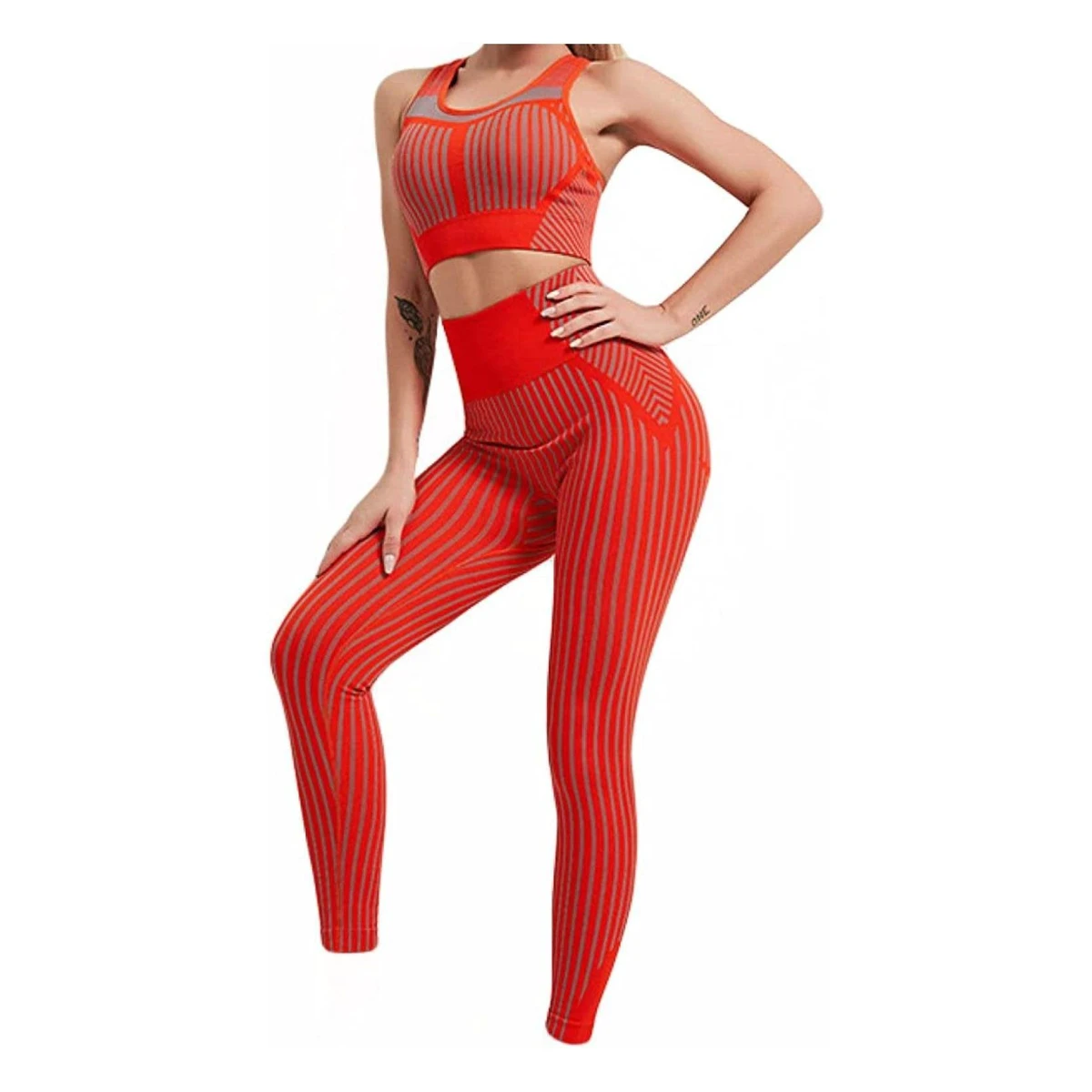 Women's 2-Piece Solid Breathable Yoga Set High Quality Spandex/Polyester Sports Gym Wear Tight Fit Elastic Waist Full Length