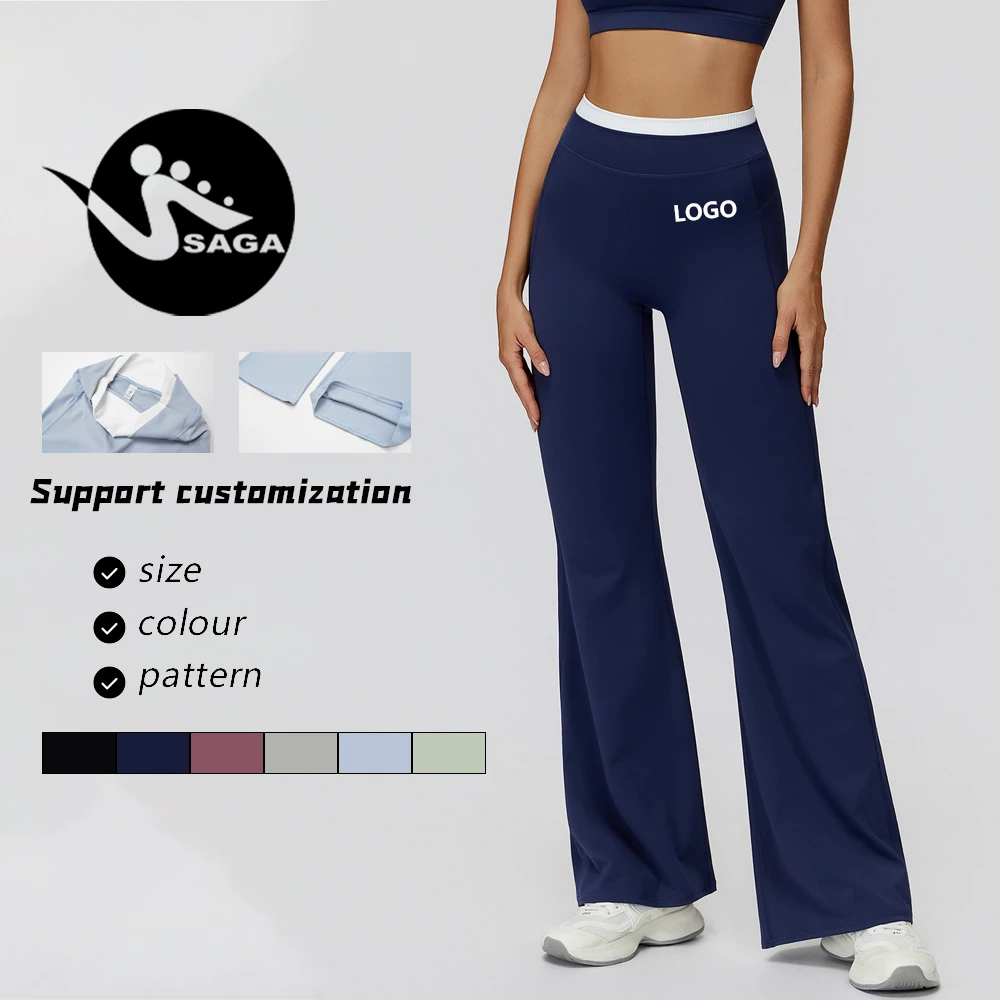 Custom High Quality High Waist Tight Flare Workout Quick Drying Plus Size Gym Fitness Wide-Leg Yoga Pants For Women