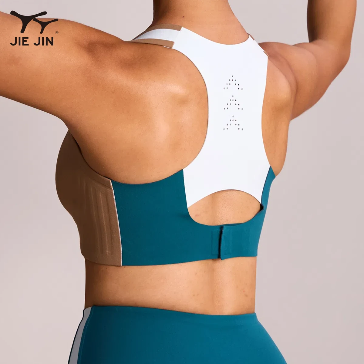 JIEJIN OEM ODM Seamless Bonding Breathable Push up High Support Sports Bra with Back Hole