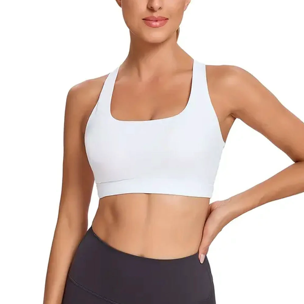 Soft Comfortable Breathable Simple Sports Bra Front Logo Offering Full Coverage Adjustable Straps for Fitness Outdoor Activities