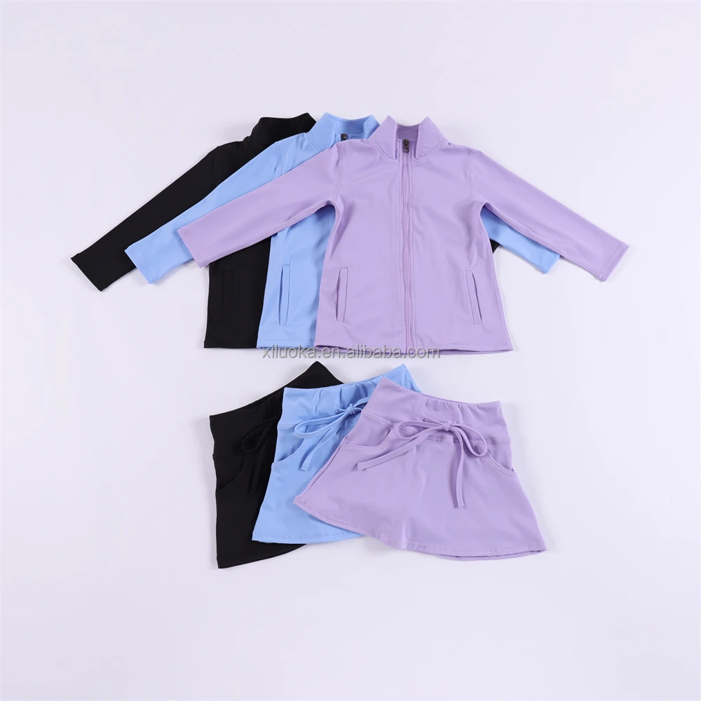 High Quality Nylon Spandex Youth Girls Yoga Activewear Children Athletic Boutique Clothing Set