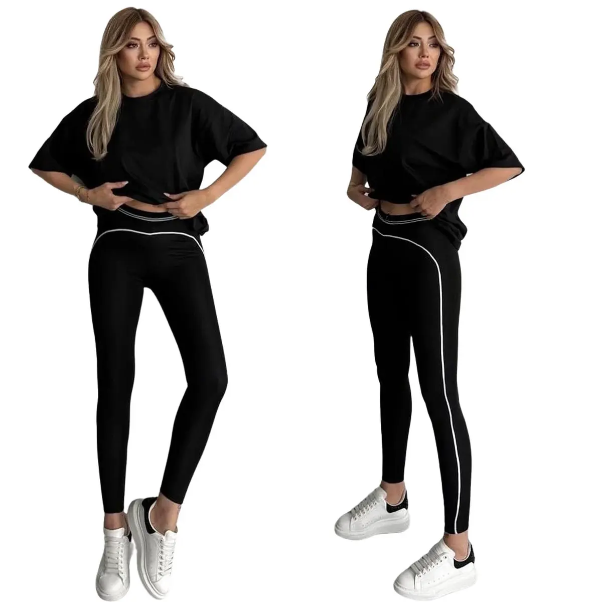 Q6276 European American Women's Autumn Yoga High Waist Solid Color For Anti-Wrinkle Full Length 2-Piece Set New Fashion Sports