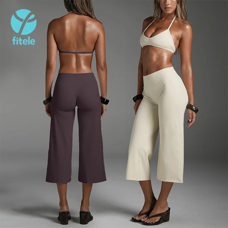 Custom Breathable Elastic Waist High Waisted Sports Bra Yoga Pants 2 Piece Set Solid Quick Dry Full Length Running Workout