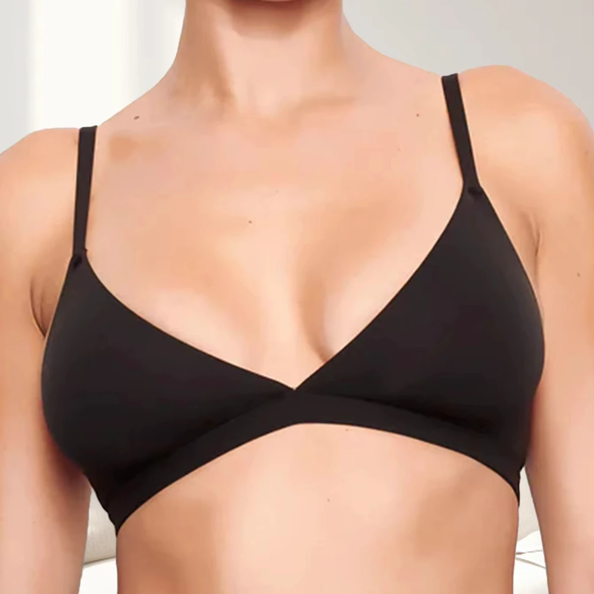 1281 Sexy V Neck Bralettes Bikini Triangle Wireless Plunge Bra Adjustable Straps Underwear Woman Sports Tank Top