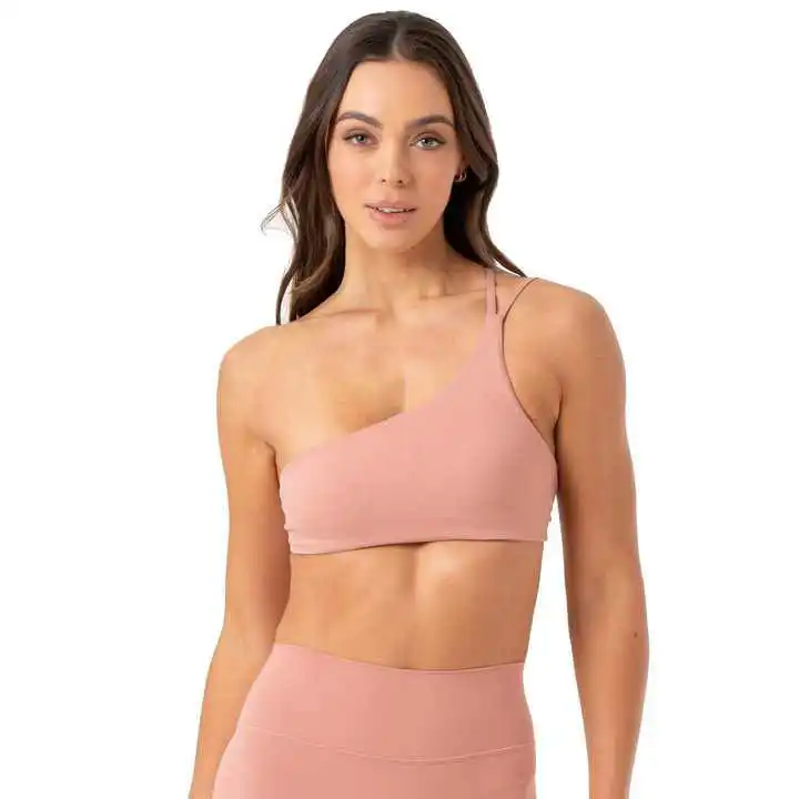 Trendy One-Shoulder Crop Sports Bra Comfortable Lightweight for Active and Casual Wear Plus Size Simple Style