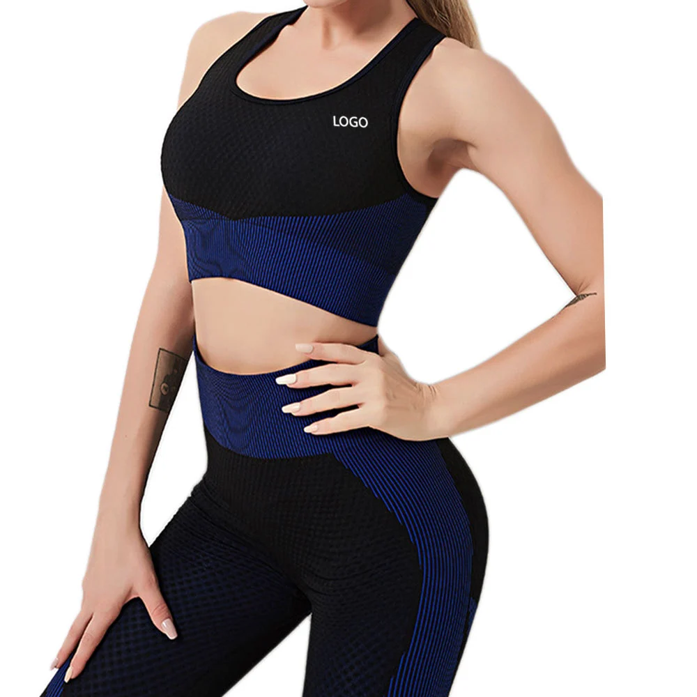 Women's 2-Piece Sportswear Gym Leggings Sport Bra High Waist Solid Color One-Shoulder Yoga Track Suit Breathable Fitness Wear