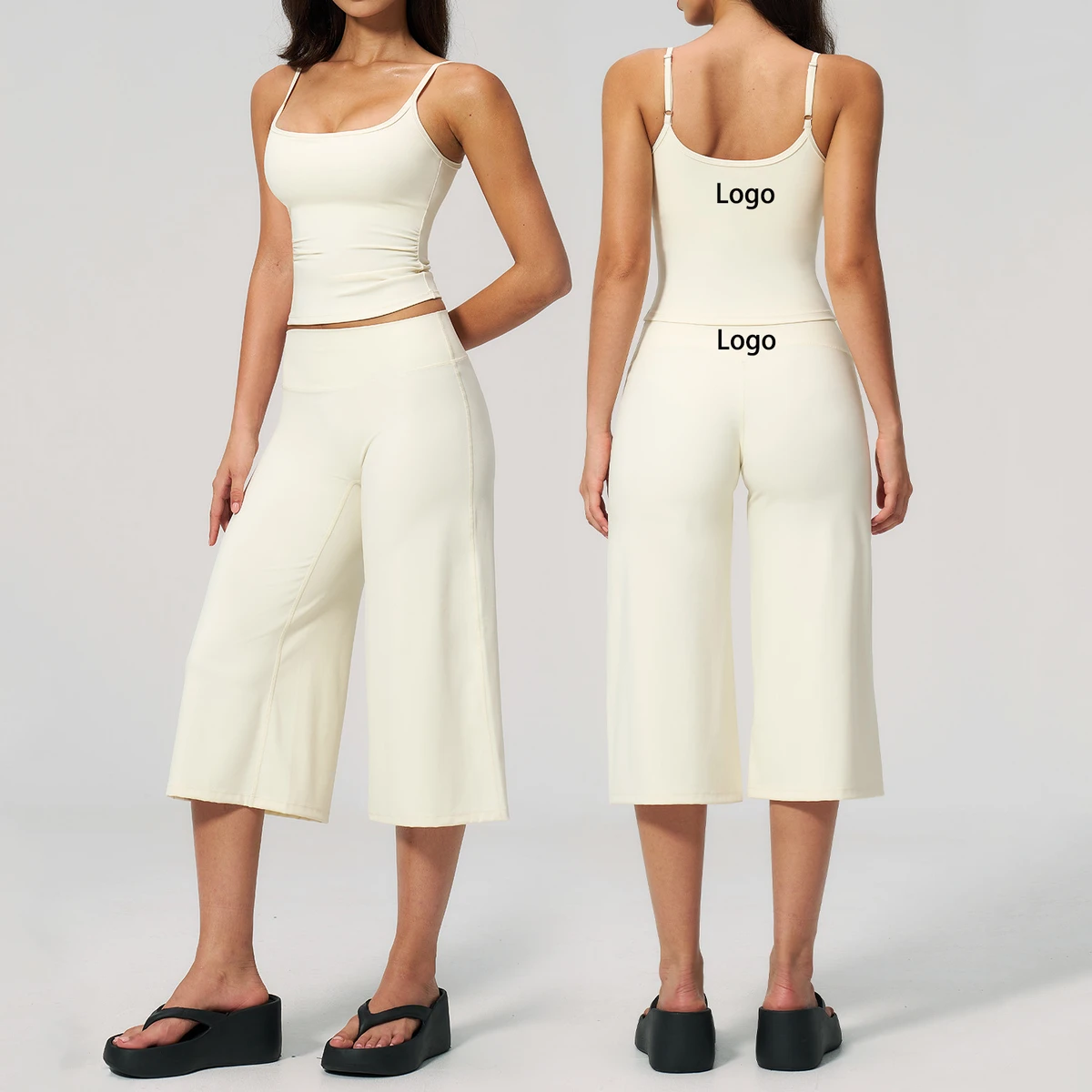 New Arrivals 2-Piece Women's Capri Pants Set High Waist Skin Friendly Leisure Breathable Quick Dry Gym Fitness Set Yoga Wear