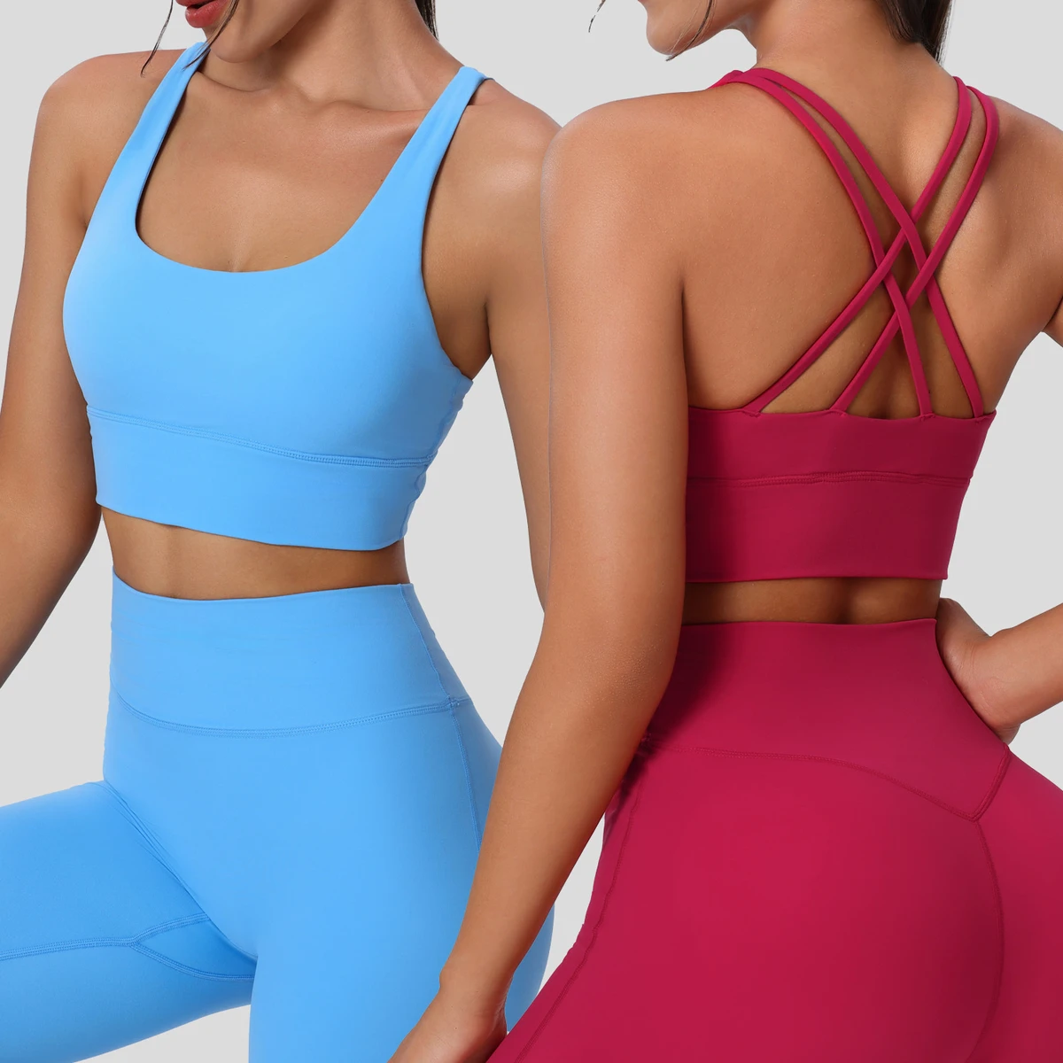 Wholesale Women Crisscross Strap Sports Bra-Sweat-Wicking Breathable Quick Dry Four-Way Stretch Medium Support Yoga Gym Fitness