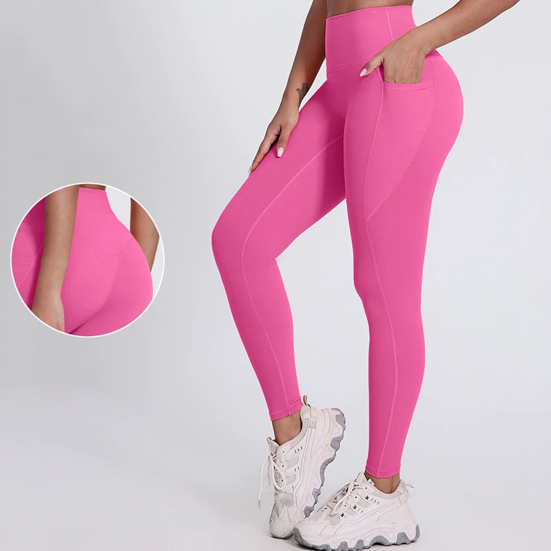 Custom Logo Workout Clothing Sports Tight Yoga Leggings High Waist Printed Gym Leggings With Side Pockets for Women