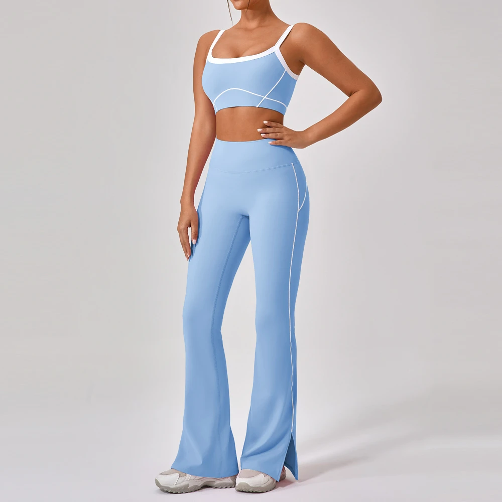 High Quality Contrast Color 2 Piece Yoga Leggings Women Fitness & Yoga Wear Sports Bra Gym Fitness Sets