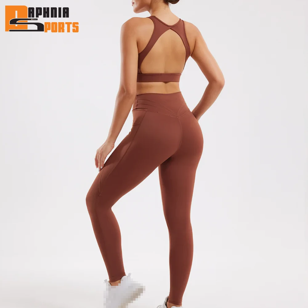 Custom Women's Fitness Active Wear Soft Quick-Dry Sports Workout Clothing 4-Way Stretch Two Piece Yoga Leggings Sets