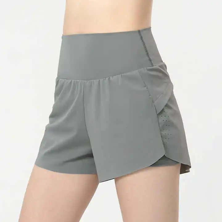 High Waist Women's Yoga Shorts Lightweight Elastic Waist Spandex/Nylon Four-Way Stretch Quick Dry Breathable Plus Size