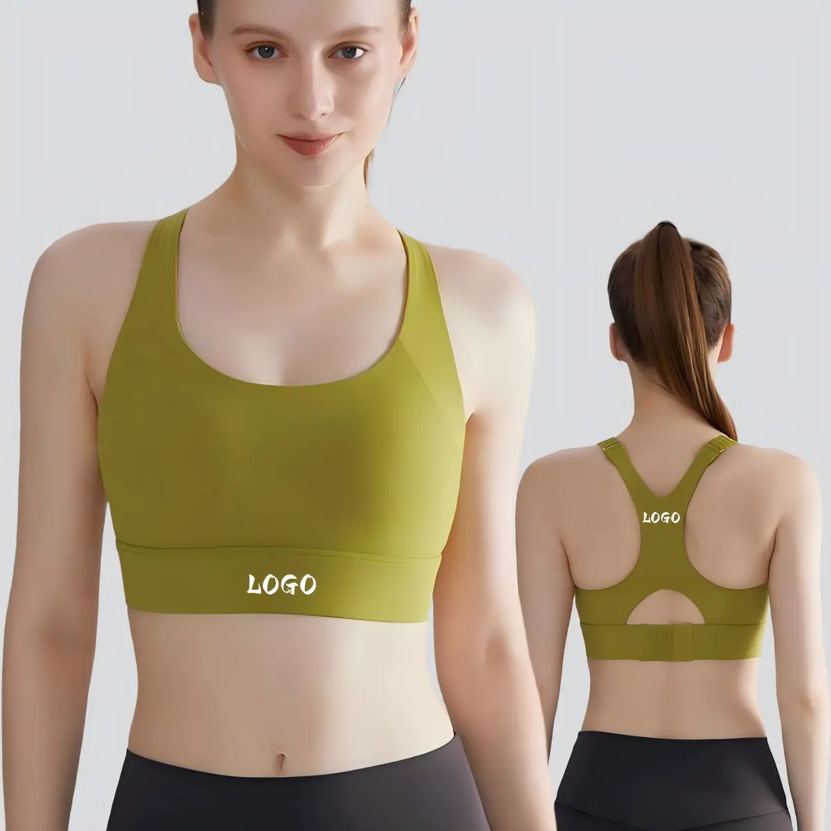 Custom Women's High Support U-Neck Simple Sports Bra Plus Size Convertible Straps Eco-Friendly Quick Dry Breathable Four-Way