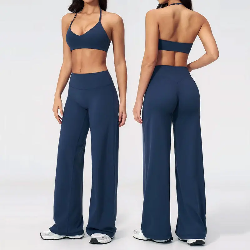 JY 2026 Women's Solid Outdoor Slim-fit Solid Yoga Set Quick-drying Spandex/Nylon Running Fitness Leisure Sports Two-piece Women