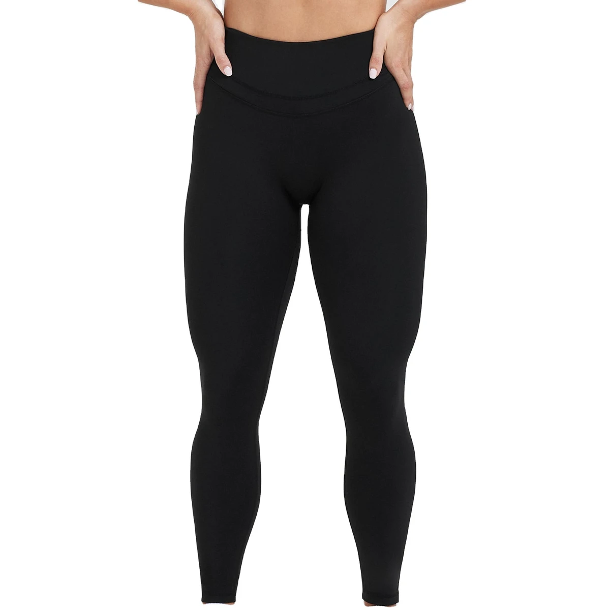 Women's High Waist Breathable Spandex/Polyester Solid Gym Workout Leggings 4-Way Stretch Quick Dry Fitness Tights Pockets Pants