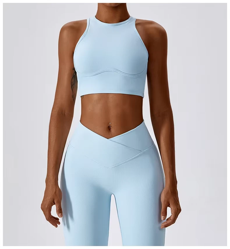 Women's Casual Short-Leg Yoga Pants V-Cross High-Waisted Flared Pants Abdominal Control Tightening Hip Lifting Leggings